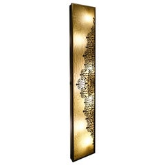 Antike bestickte Wandleuchte aus Metallgeflecht und Messing, handgeschnitzt von Palena Furniture