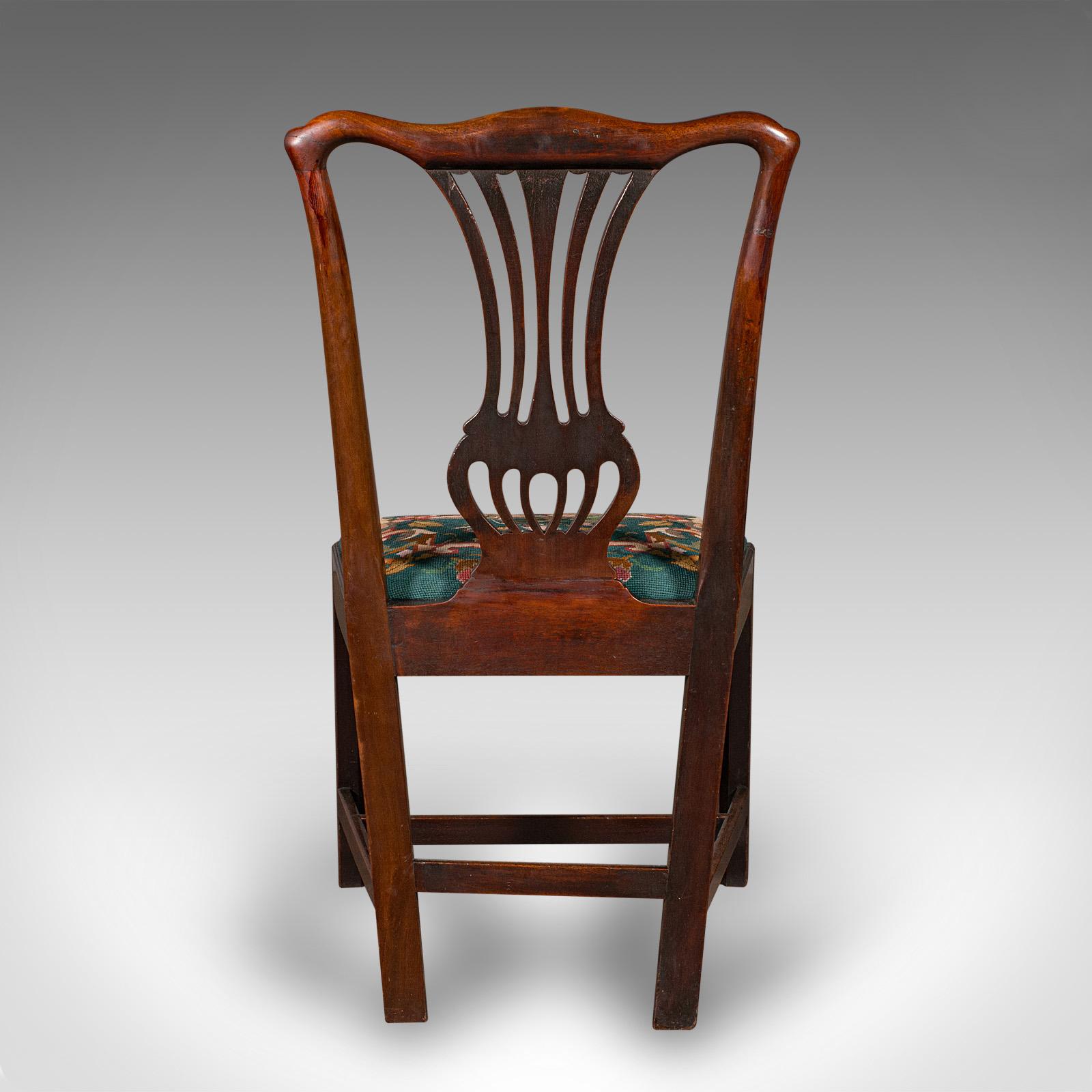 Antique Embroidered Side Chair, English, Hall, Morning Room, Georgian, C.1800 In Good Condition For Sale In Hele, Devon, GB