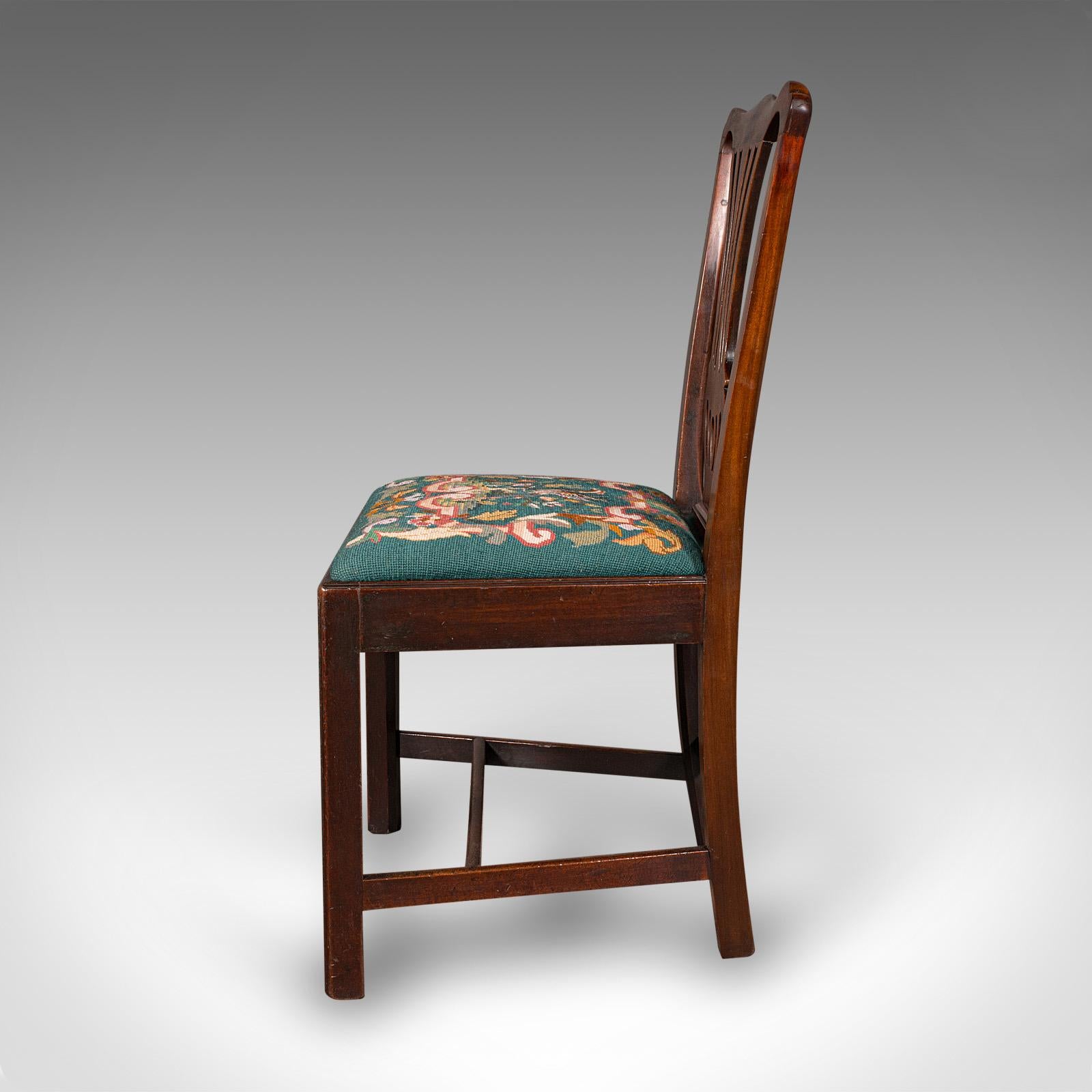 18th Century Antique Embroidered Side Chair, English, Hall, Morning Room, Georgian, C.1800 For Sale