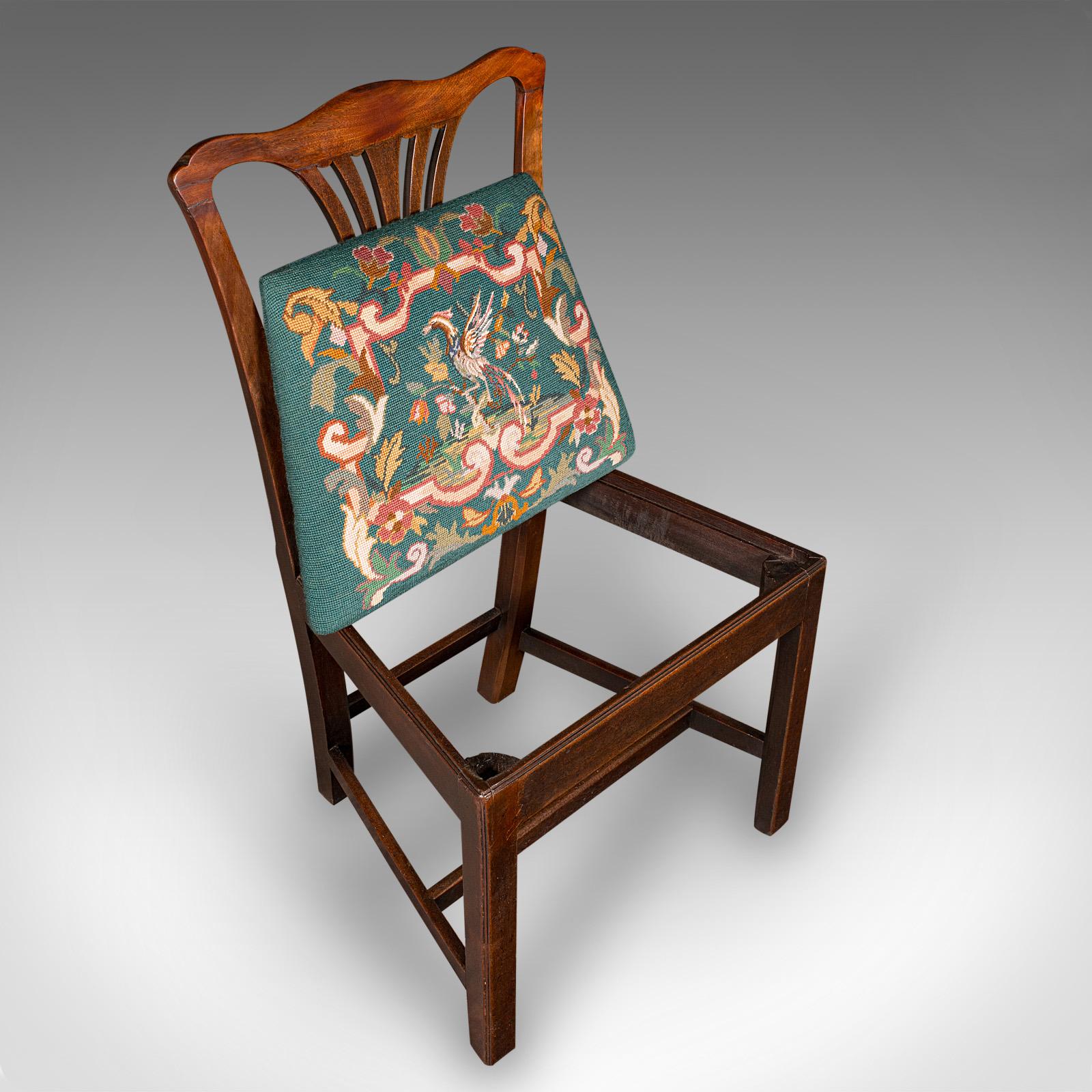 Antique Embroidered Side Chair, English, Hall, Morning Room, Georgian, C.1800 For Sale 1