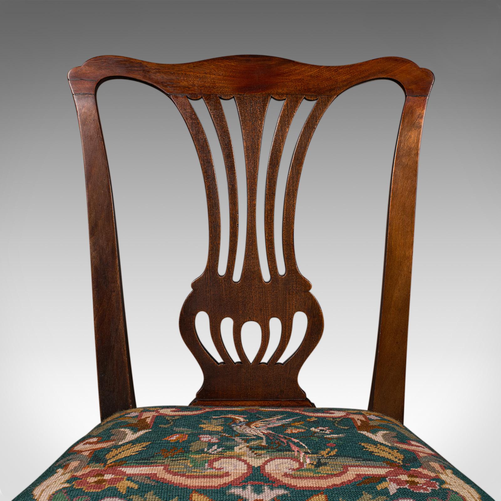 Antique Embroidered Side Chair, English, Hall, Morning Room, Georgian, C.1800 For Sale 3