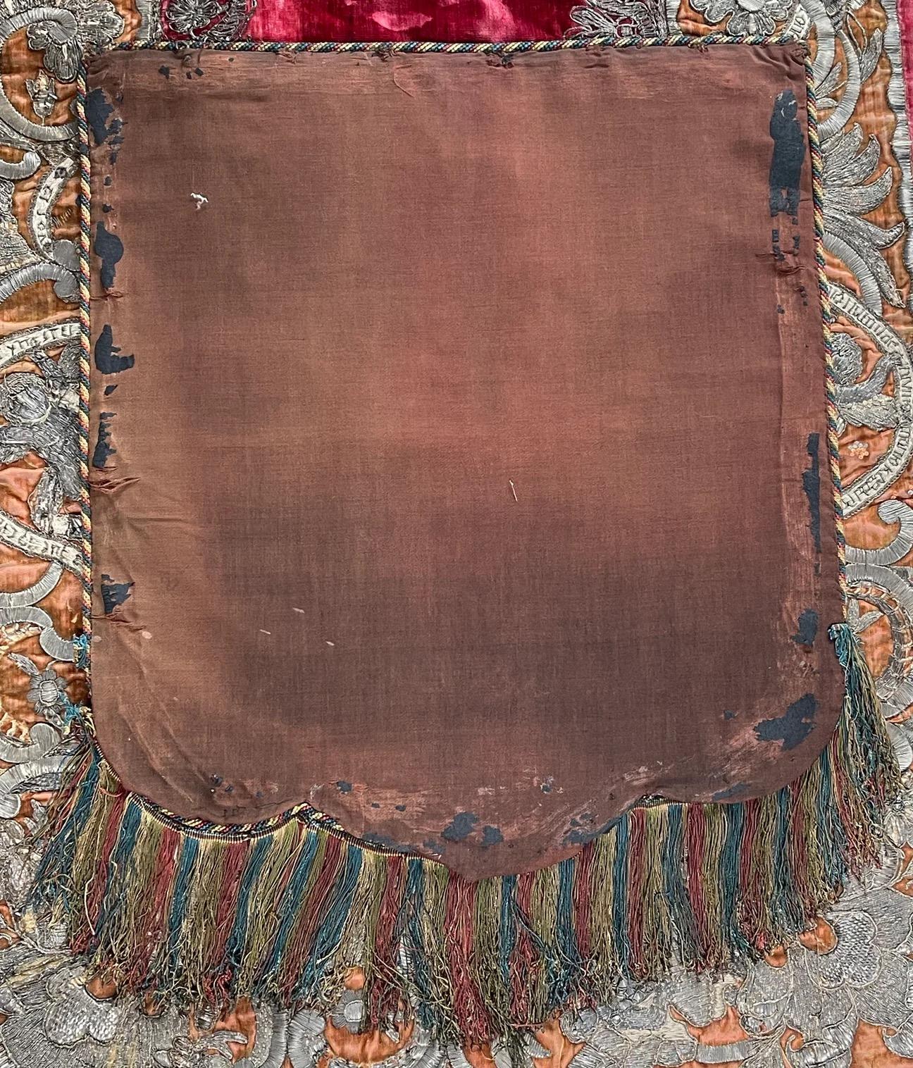 Antique Embroidered Silk Banners PAIR For Sale 10