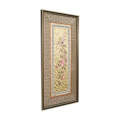 Antique Embroidered Silk Panel, Chinese, Framed Decorative Needlepoint Tapestry
