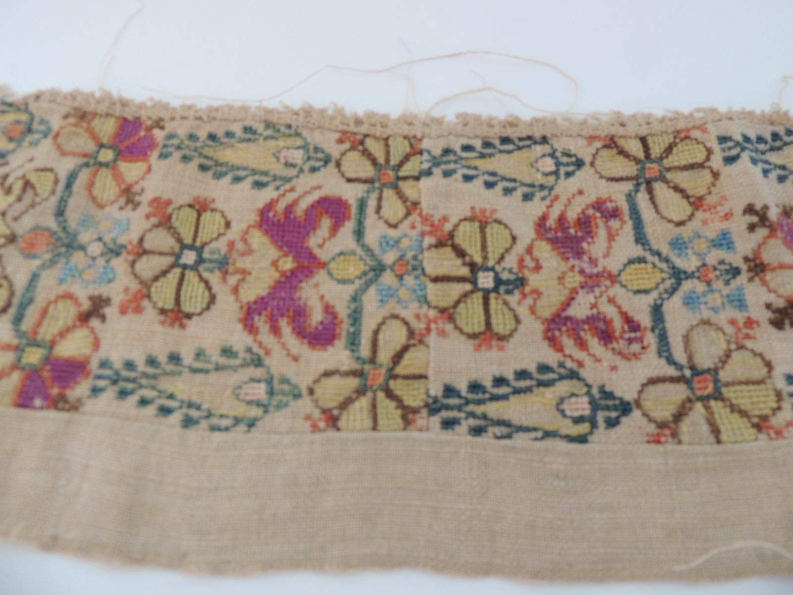 Antique Embroidered Turkish Textile Fragment In Good Condition In Oakland Park, FL