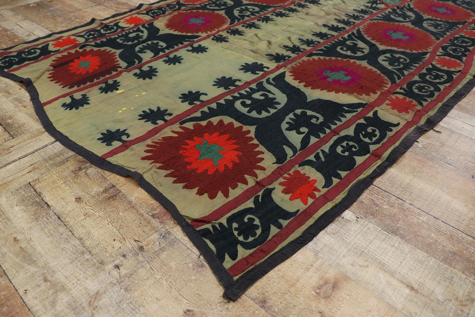 Tejido Suzani Bordado Antiguo Uzbekistán Lana en venta