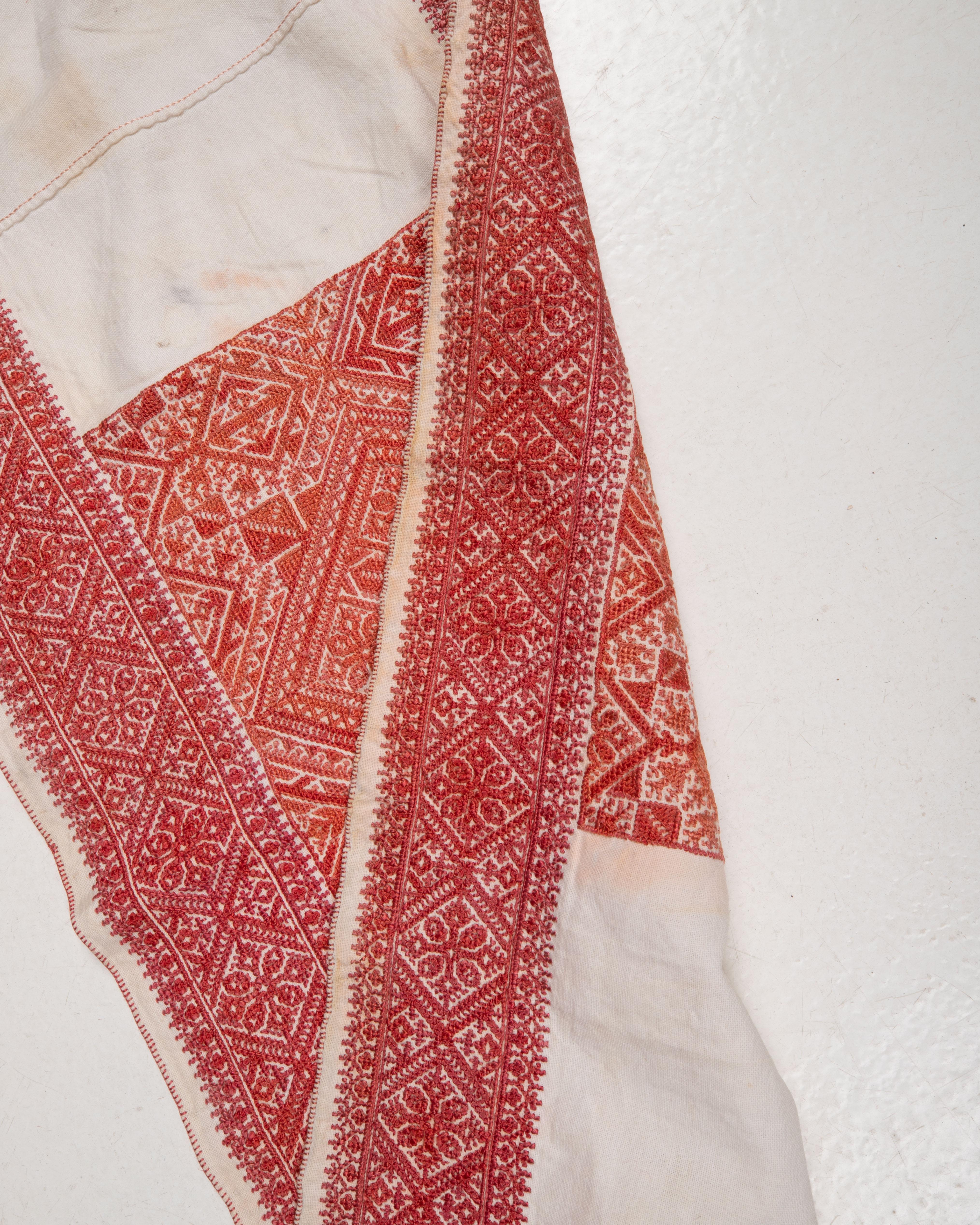 Silk Antique Embroidery from Fez Morocco, Early 20th Century. For Sale