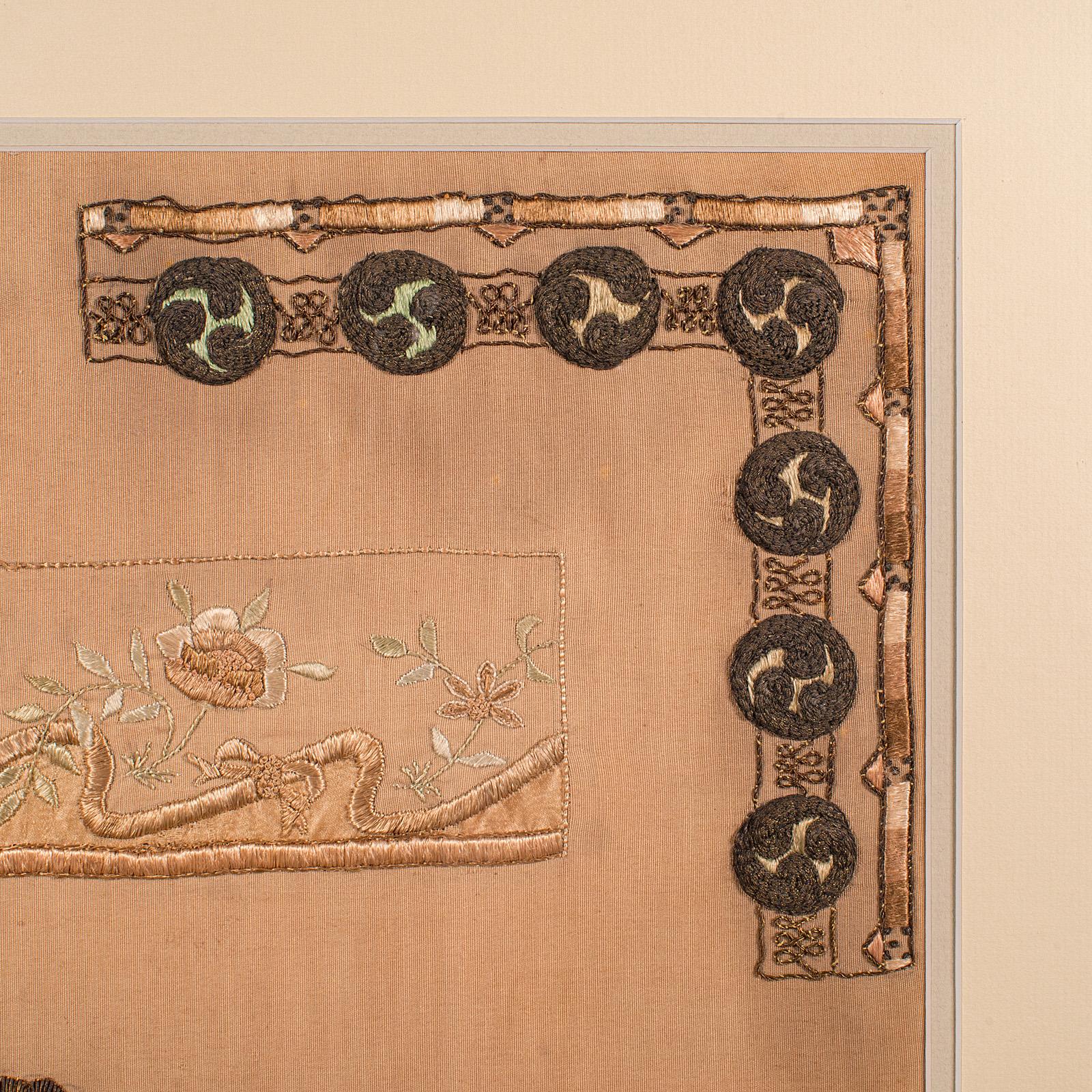 Échantillon de technique de broderie ancienne, anglais, exposition à l'aiguille, vers 1915 Bon état - En vente à Hele, Devon, GB