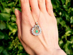 1900s Emerald and Diamond Pendant in Yellow Gold