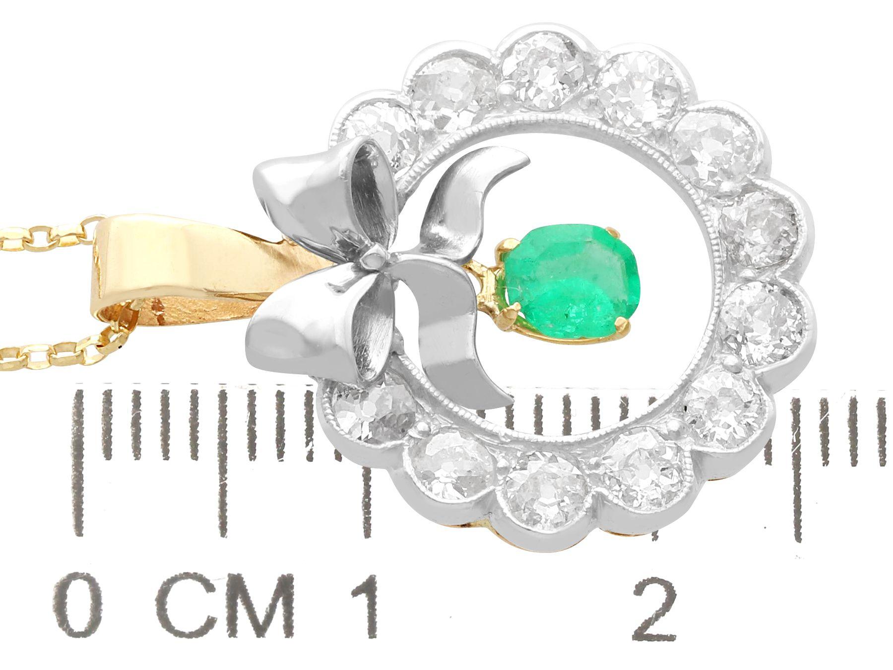Antiker 1900er Smaragd und 1,30ct Diamant Gelbgold-Anhänger im Angebot 1