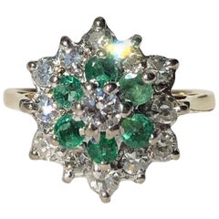 Emerald and Diamond 18 Carat Gold Cluster Ring