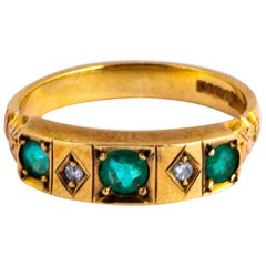 Antique Emerald and Diamond 9 Carat Gold Ring