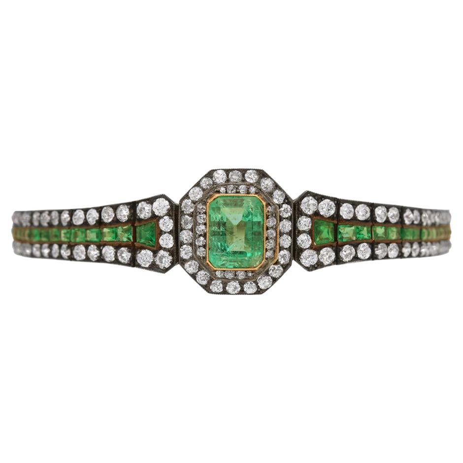 Antique Emerald and Diamond Bracelet, circa 1880