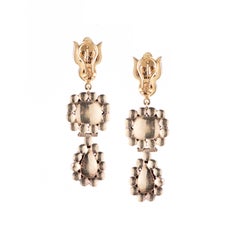 Sylva & Cie Antique Georgian Emerald and Diamond Drop Earrings