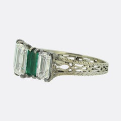 Antique Emerald and Diamond Five-Stone Ring