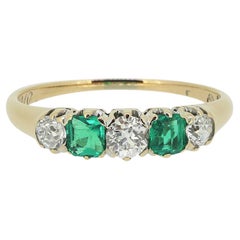 Antique Emerald and Diamond Five-Stone Ring