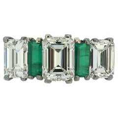 Antique Emerald and Diamond Five-Stone Ring
