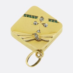 Antique Emerald and Diamond Pill Box Pendant