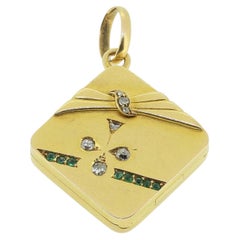 Antique Emerald and Diamond Pill Box Pendant