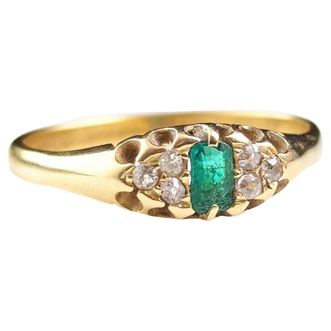 Antique Victorian Emerald, Diamond and Gold Snake Ring at 1stDibs
