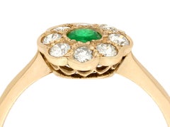 1920s Antique Emerald and Diamond Rose Gold Cluster Ring