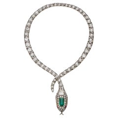 Antique Emerald and Diamond Serpent Necklace