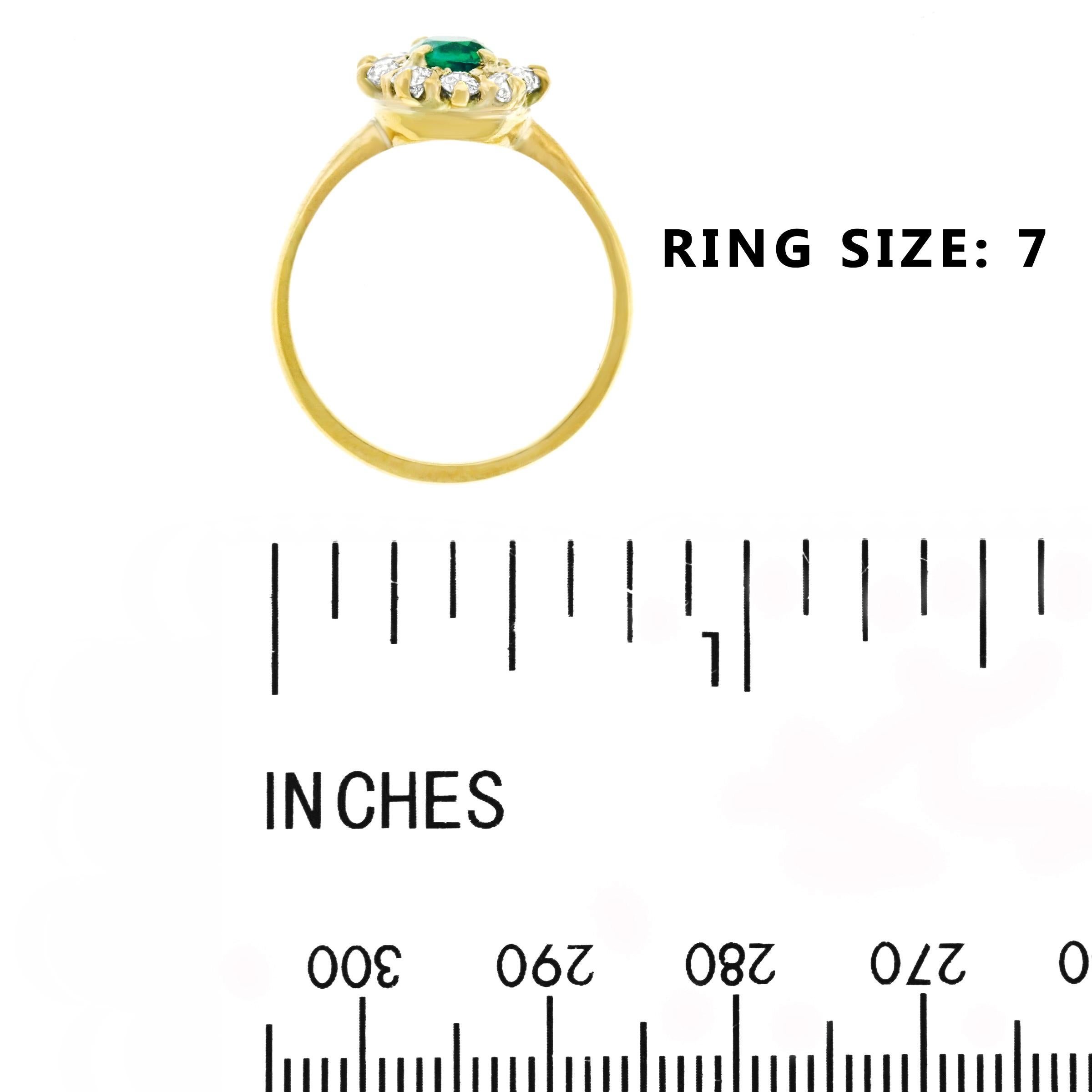 Antique Emerald and Diamond Set Gold Ring 1