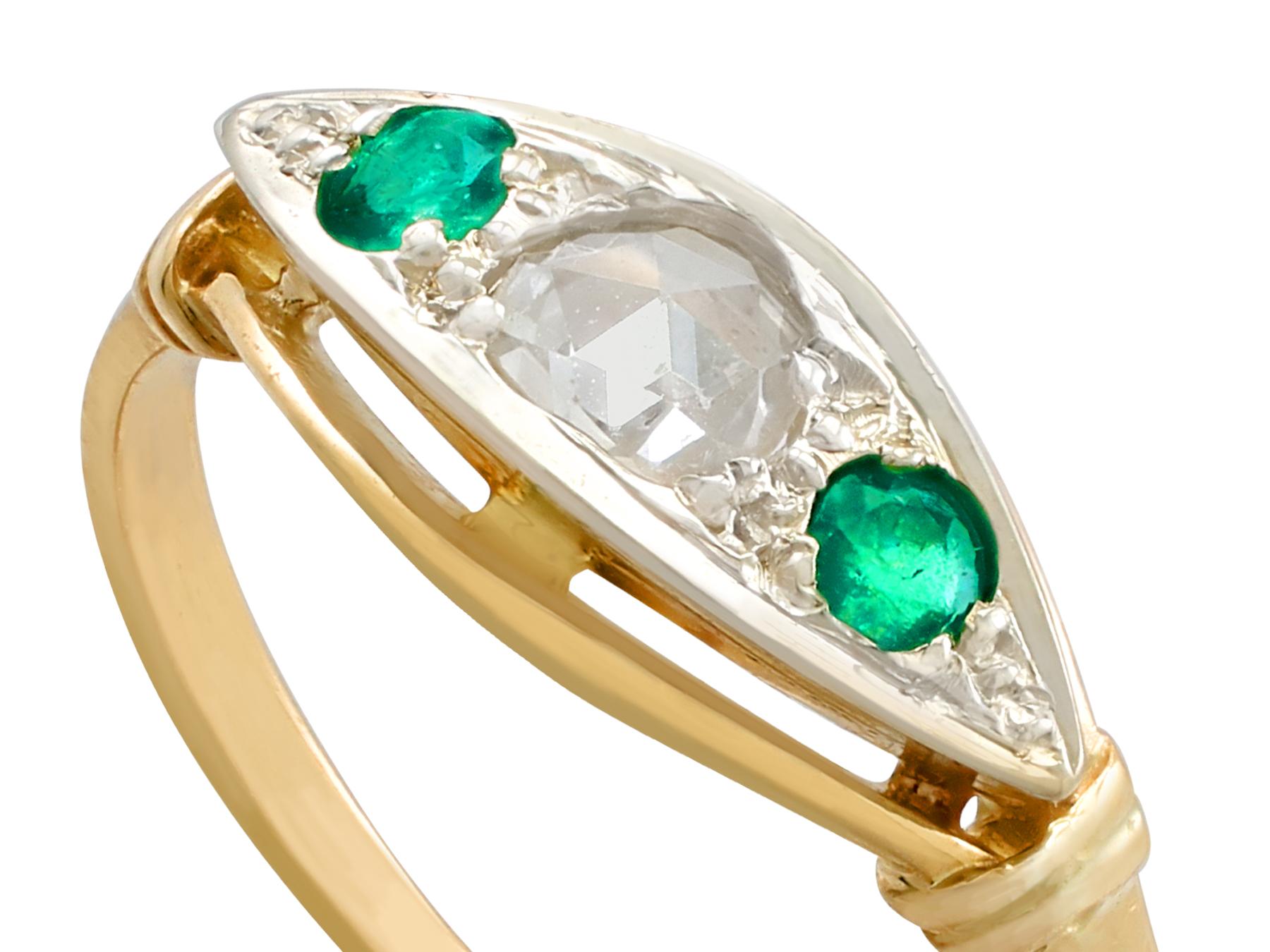 Antique Emerald and Diamond Yellow Gold Cocktail Ring In Excellent Condition In Jesmond, Newcastle Upon Tyne