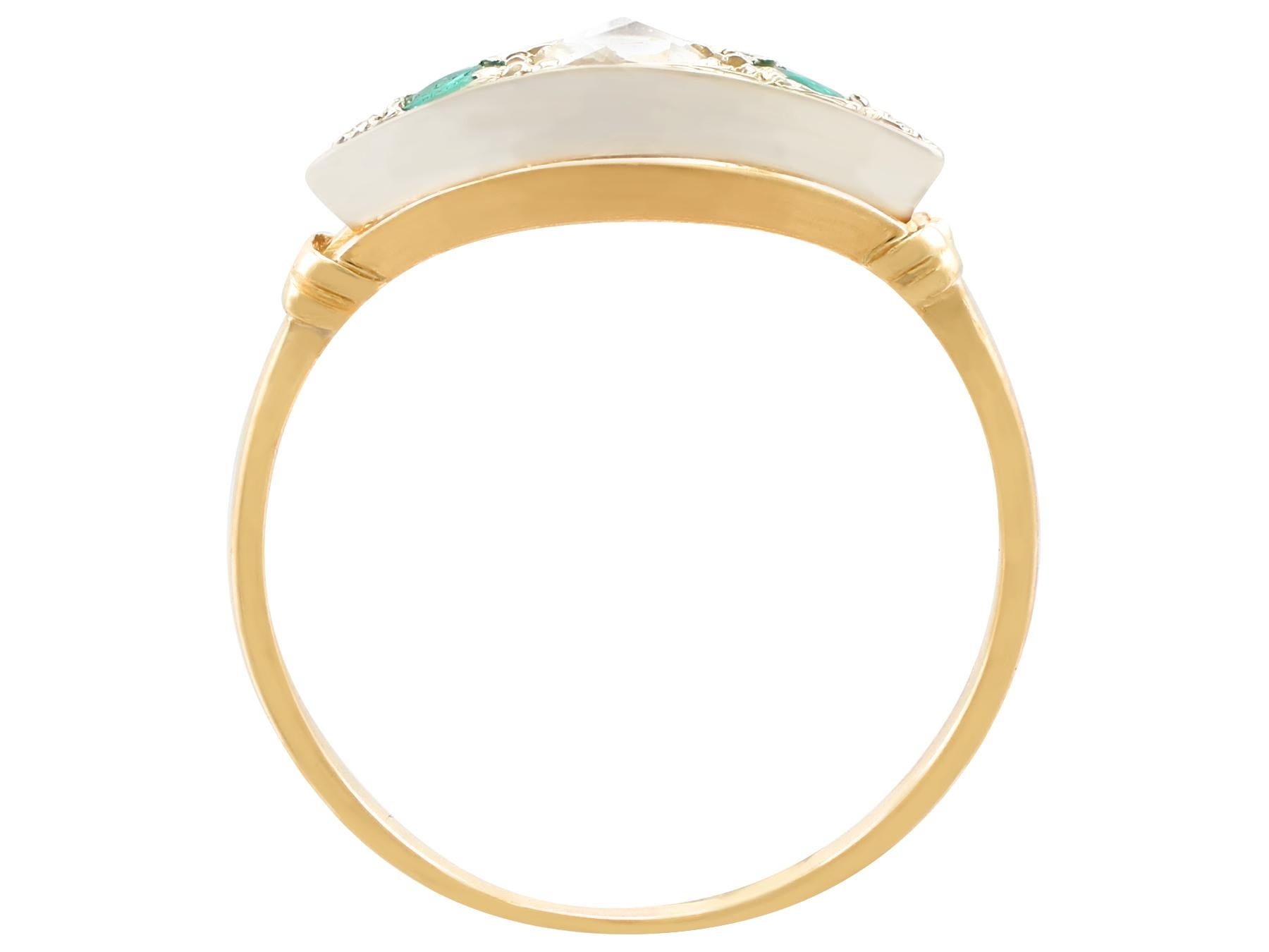Women's or Men's Antique Emerald and Diamond Yellow Gold Cocktail Ring