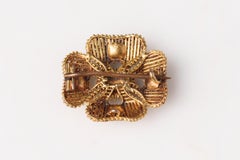 Antique Emerald and Gold Cannetile Maltese Cross Brooch/ Pendant