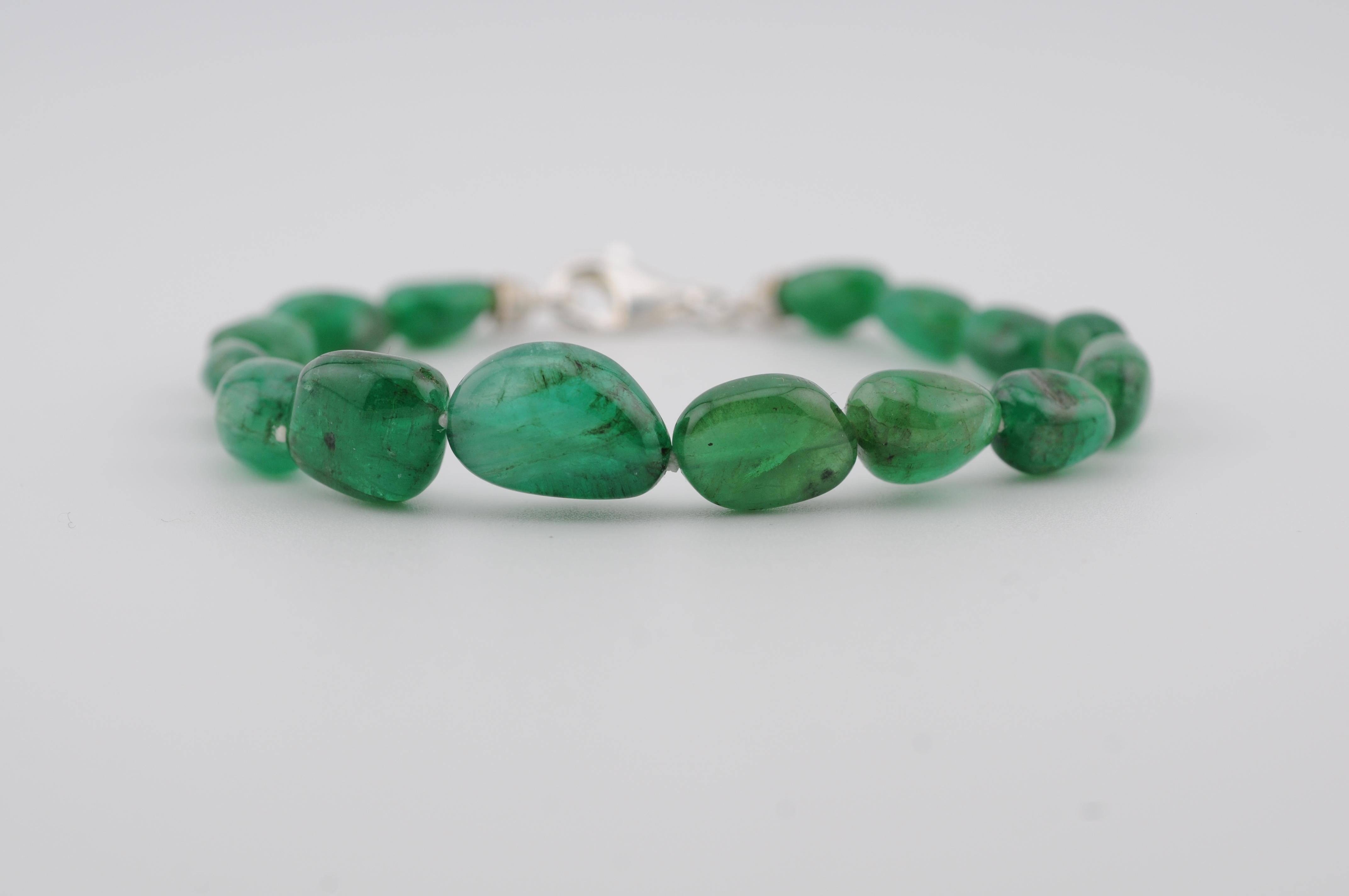 Art déco Bracelet d'émeraudes anciennes - 15 émeraudes vertes (Environ 78 ct) en vente