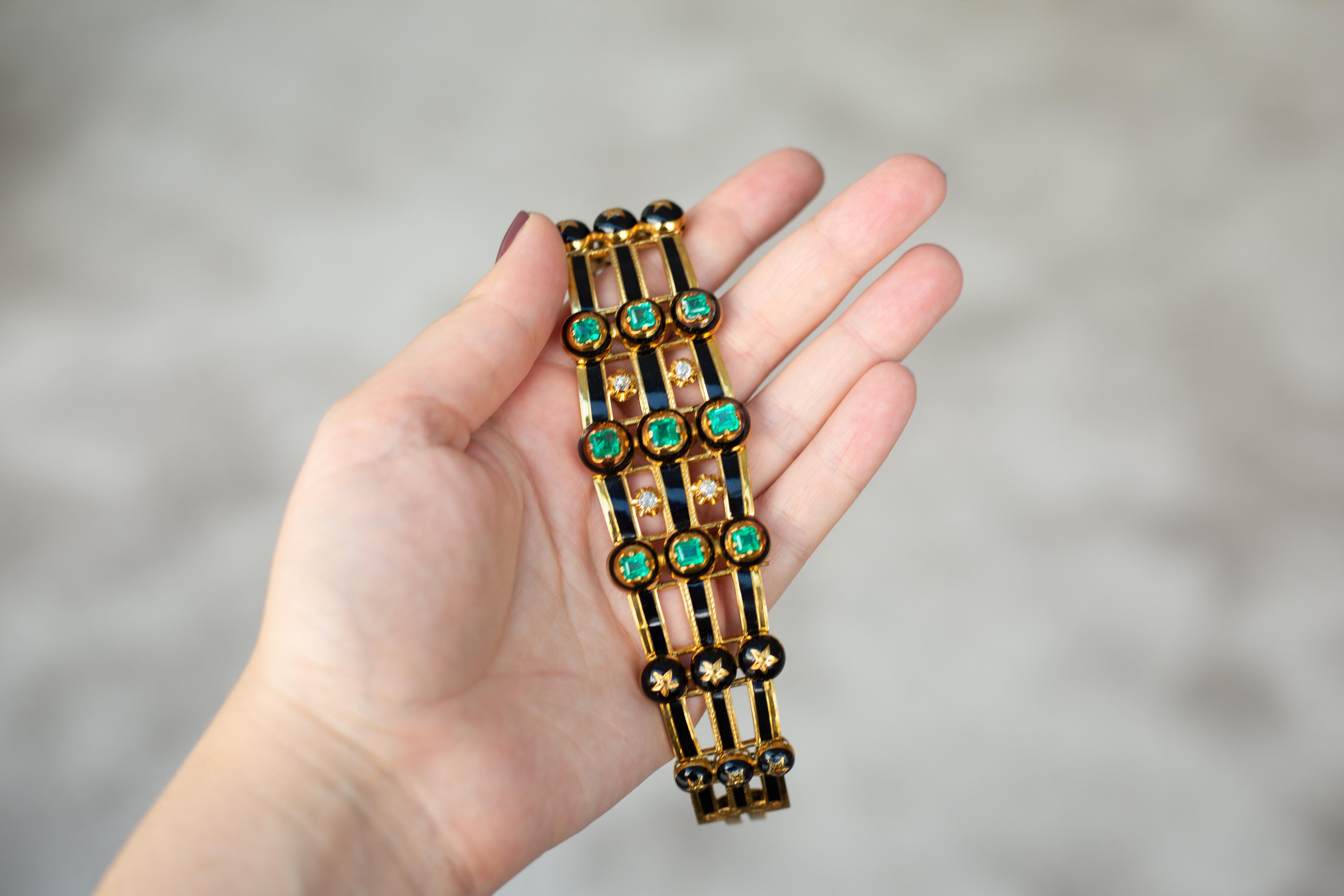 Women's or Men's Antique Emerald Bracelet