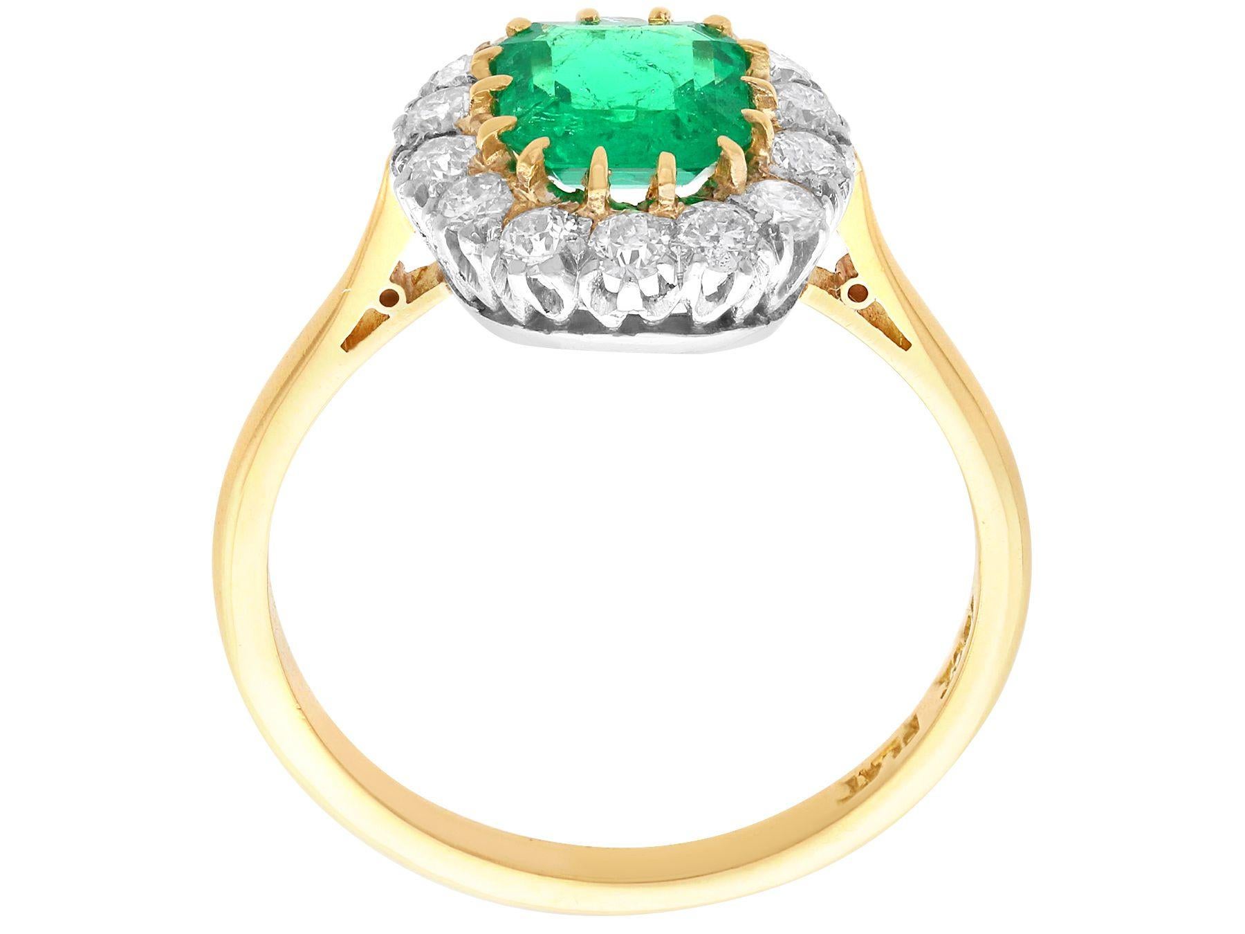 Women's or Men's Antique Emerald Cut Emerald Ring in Yellow Gold For Sale