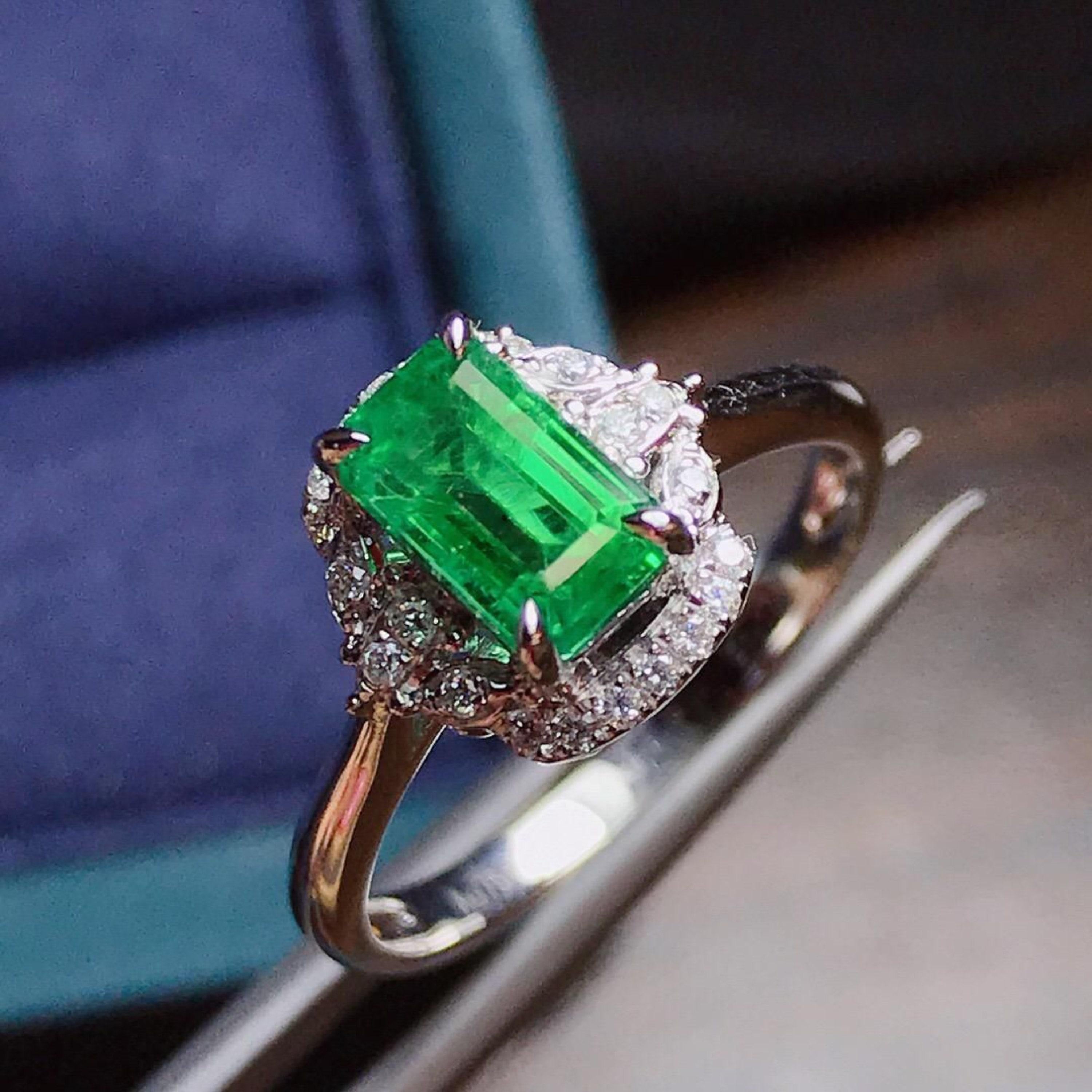 Customizable Antique 2 Carat Untreated Colombian Elongated Emerald