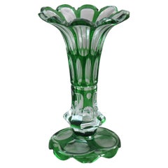Antique Emerald Cut to Clear Bohemian Glass Vase C1890