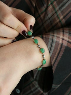 Bracelet ancien en émeraude, diamant et or jaune