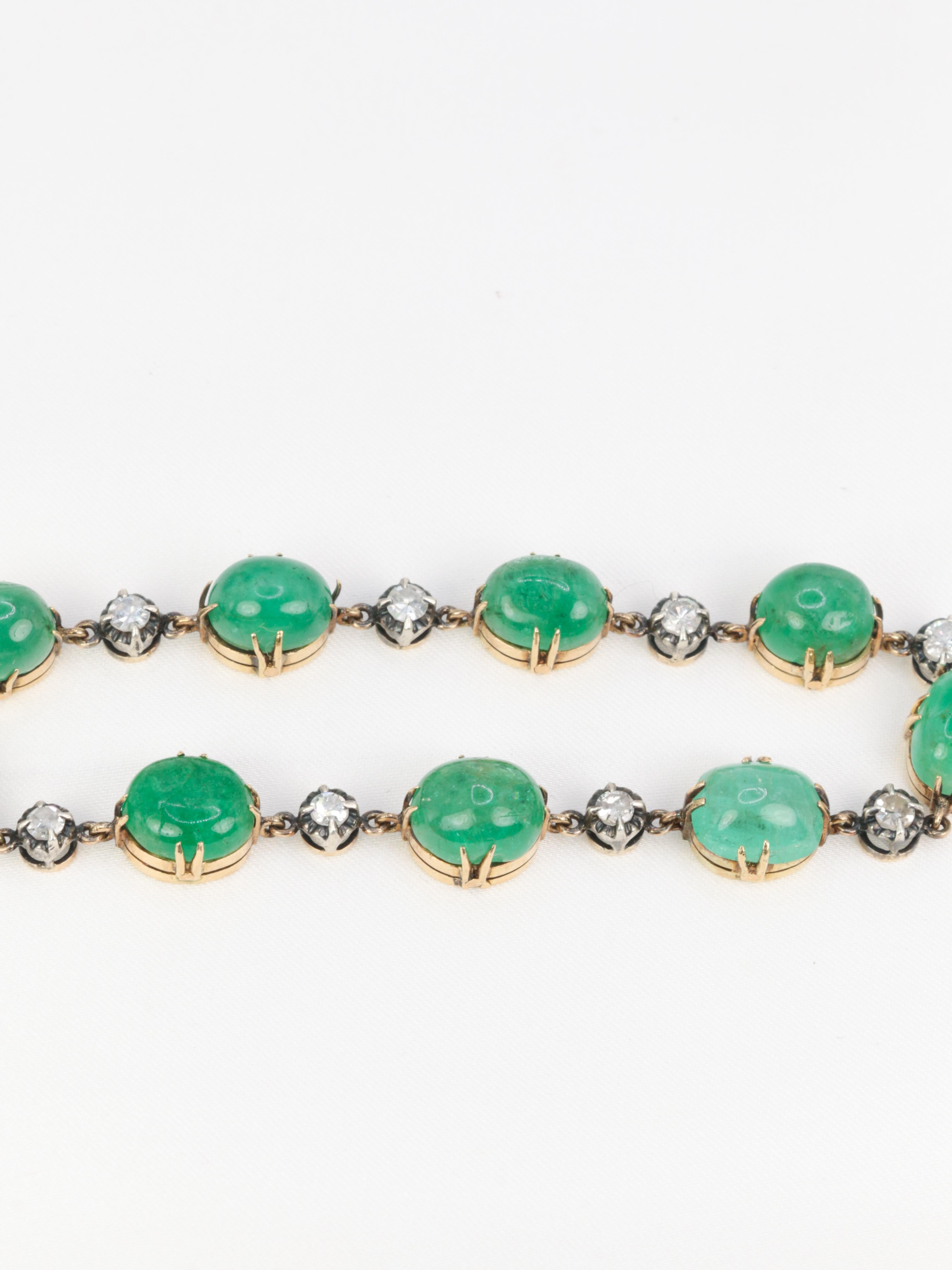 De las mujeres Pulsera antigua de esmeralda, diamantes y oro amarillo en venta