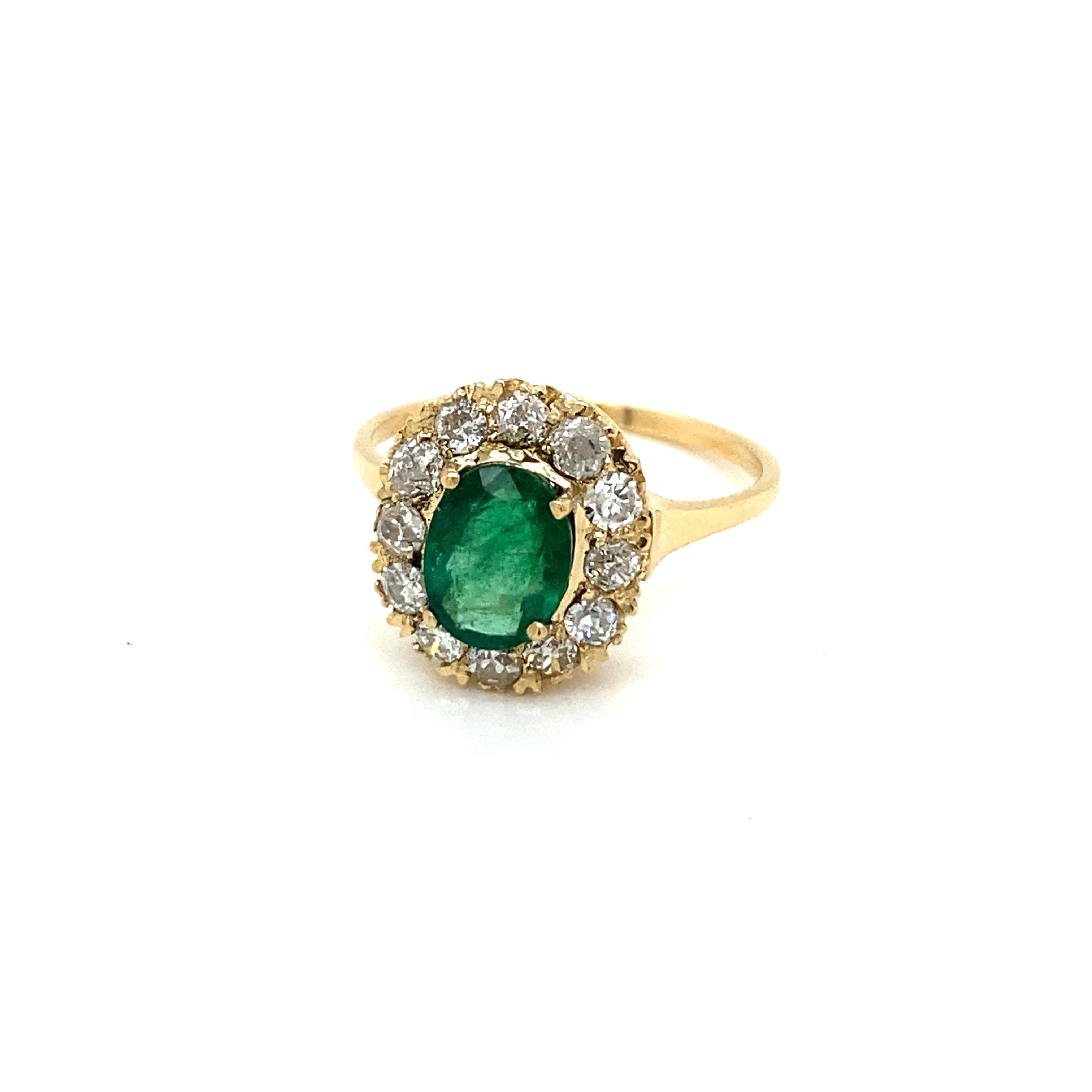 Antique Emerald Diamond Cluster Ring 5