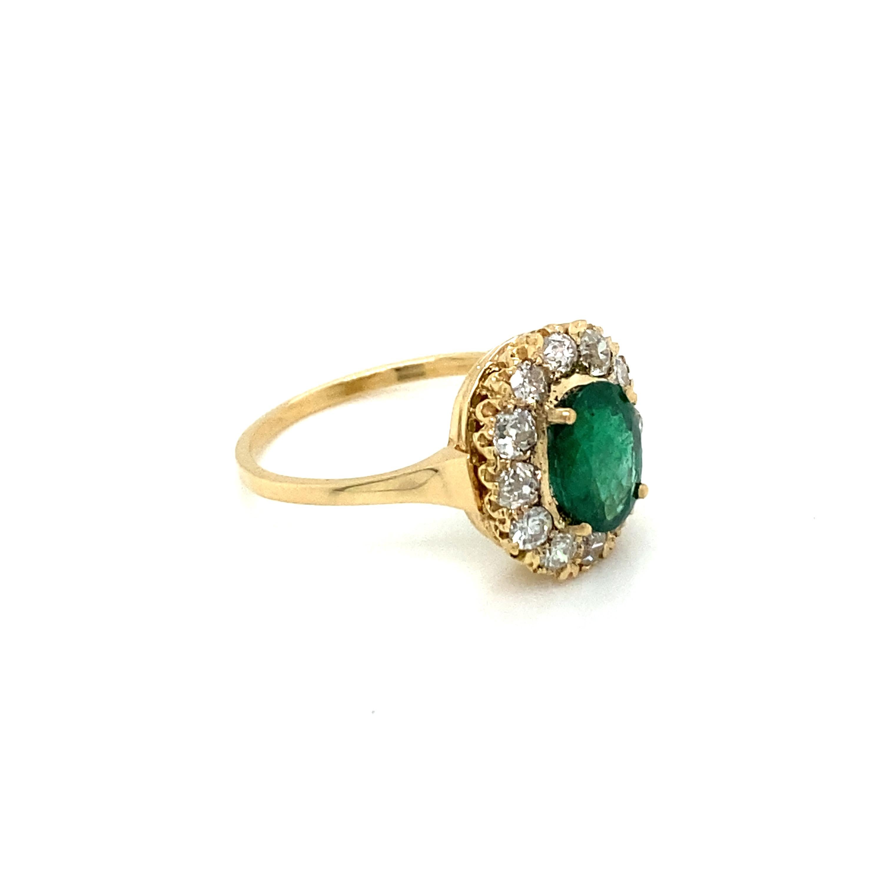 Women's Antique Emerald Diamond Cluster Ring