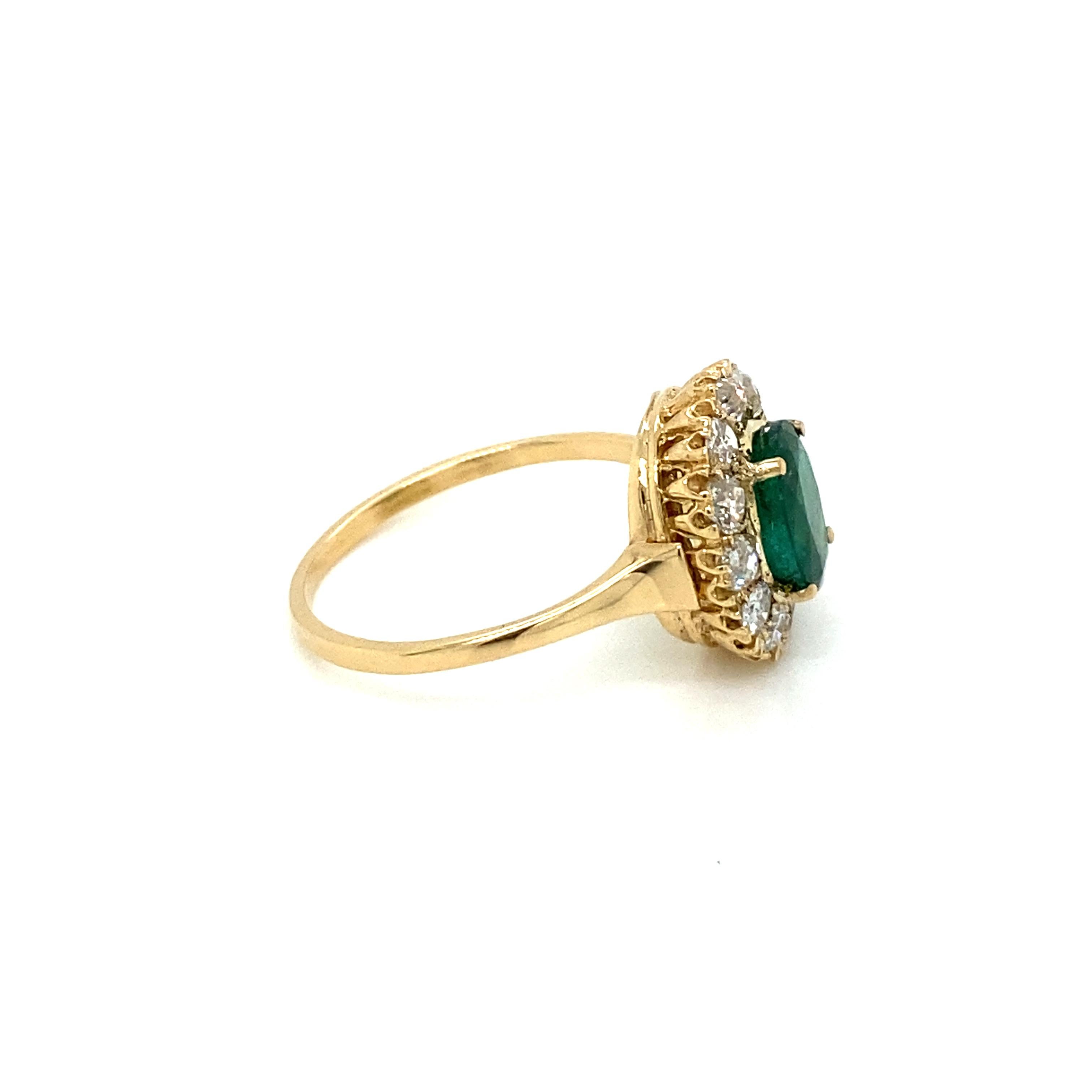 Antique Emerald Diamond Cluster Ring 1