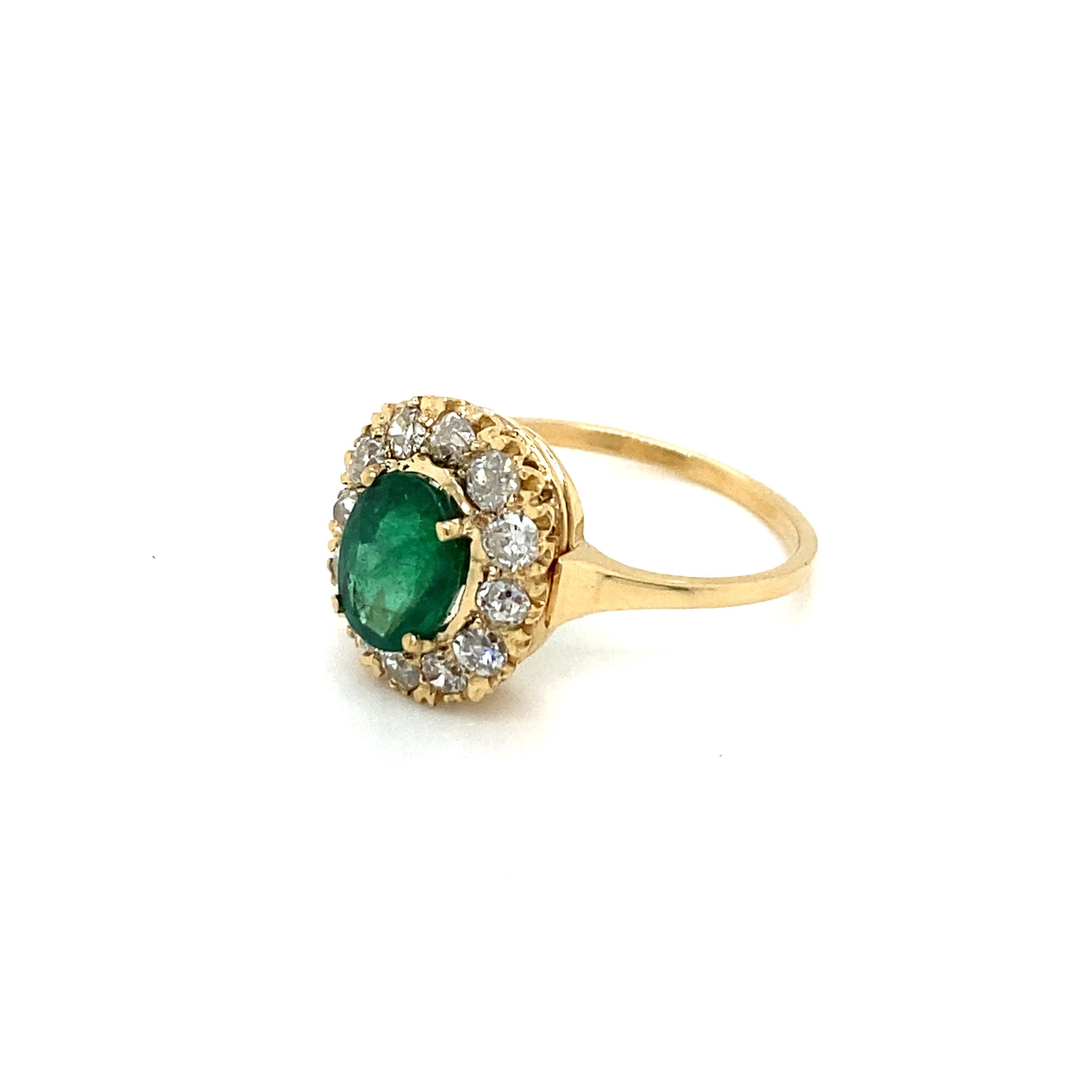 Antique Emerald Diamond Cluster Ring 4