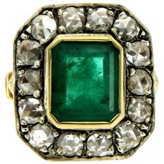 Antique Emerald Diamond Gold Ring