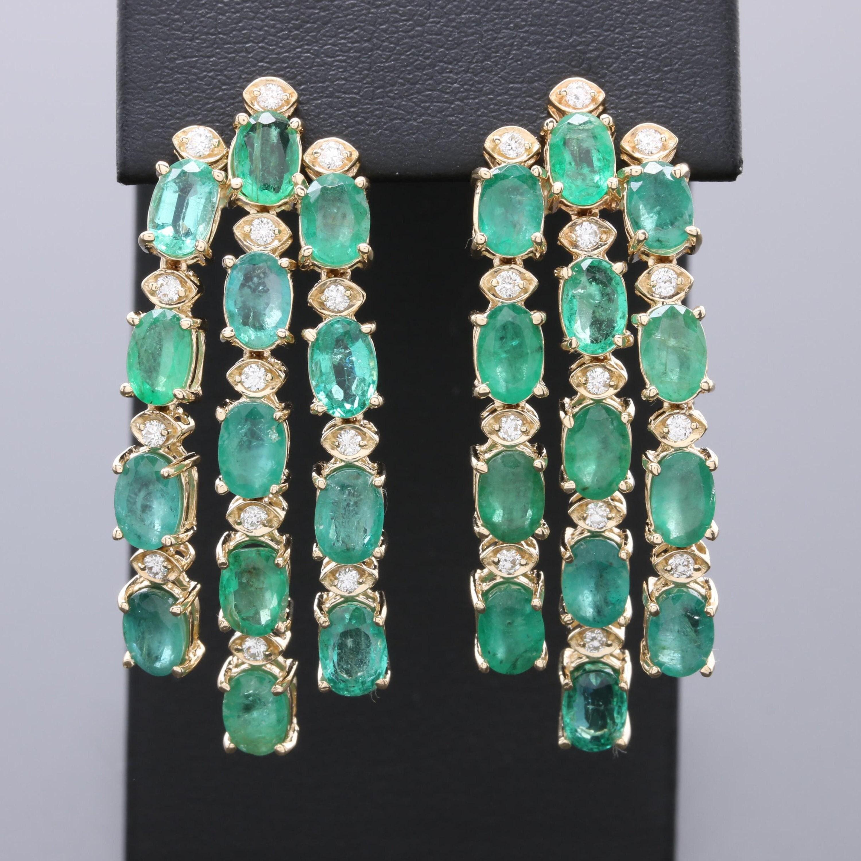 Niedliche Ohrringe, natürliche Smaragd Ohrringe, Ohrstecker, Ohrringe baumeln und Tropfen Ohrringe, einzigartige Smaragd Hochzeit Ohrring, antike Smaragd Gold Ohrring, Smaragd Aussage Ohrring, Mai Geburt Stein Ohrring, Smaragd und Diamant Ohrring,