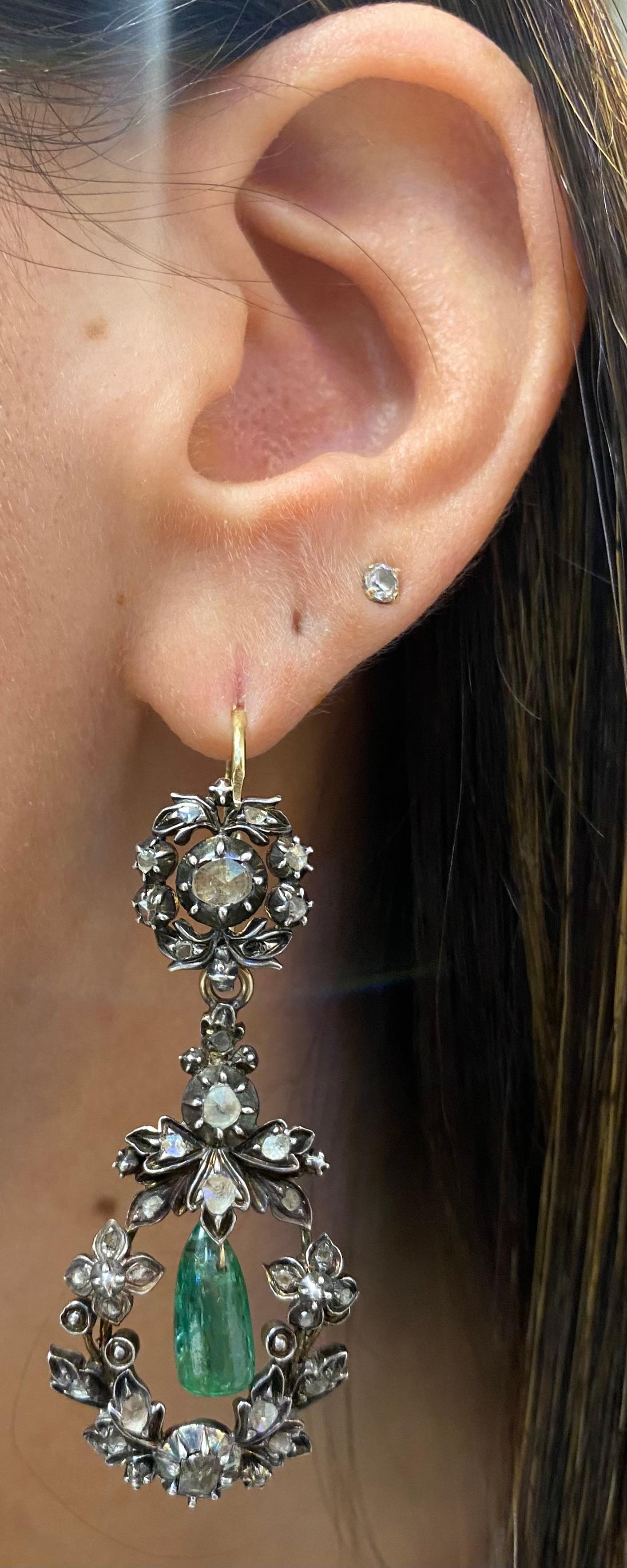 emerald antique earrings