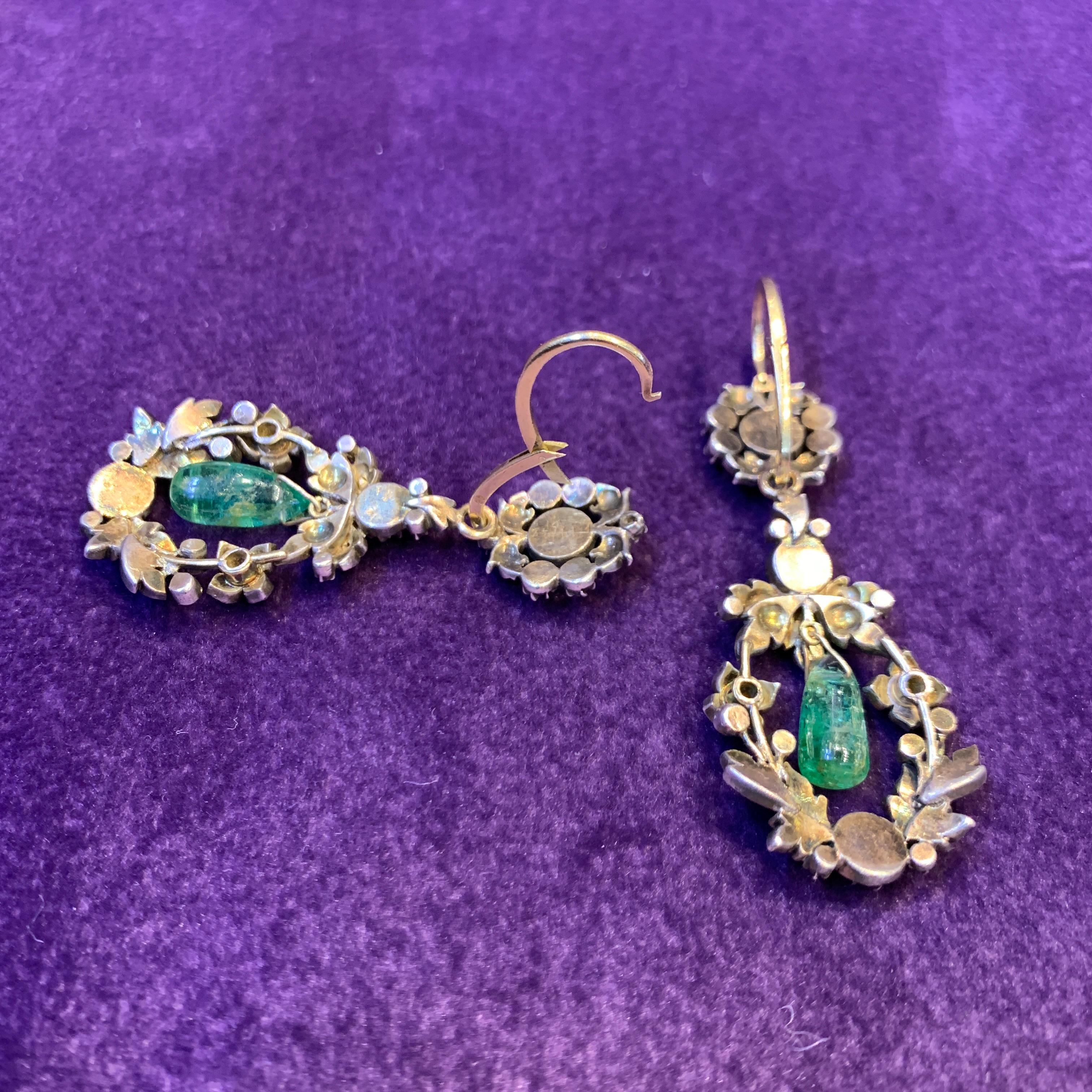 Victorian Antique Emerald Earrings For Sale