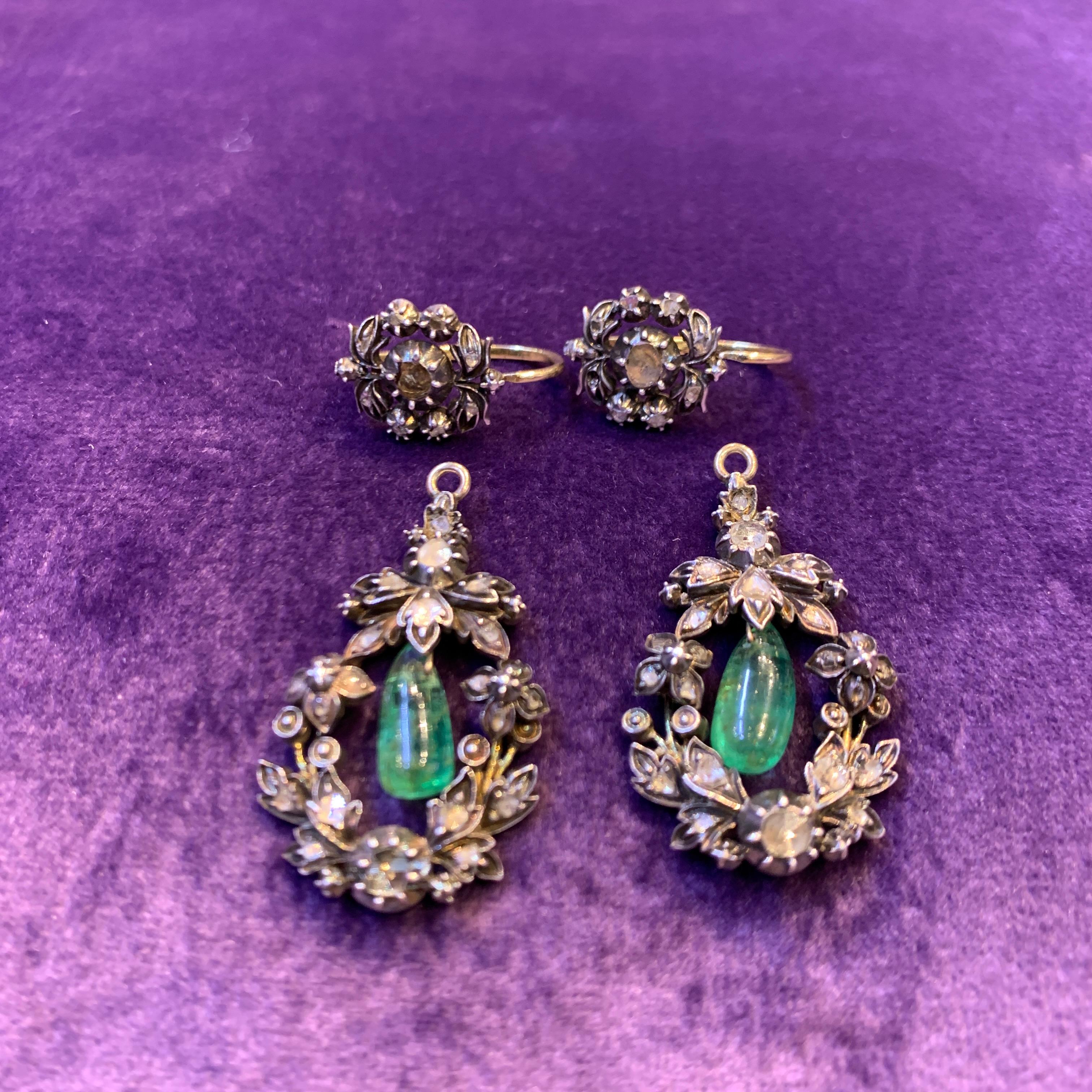 Antique Emerald Earrings In Excellent Condition For Sale In New York, NY
