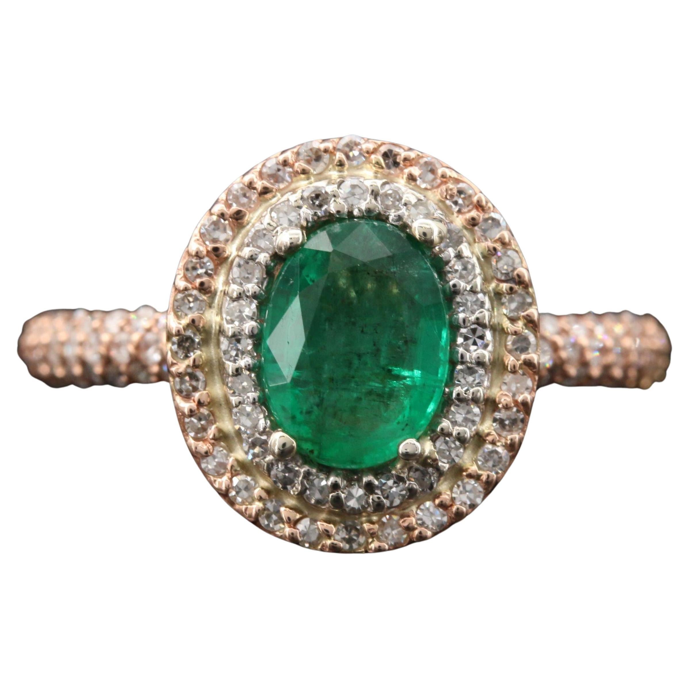 Customizable 18K Gold Emerald Antique Half Eternity Engagement Ring For
