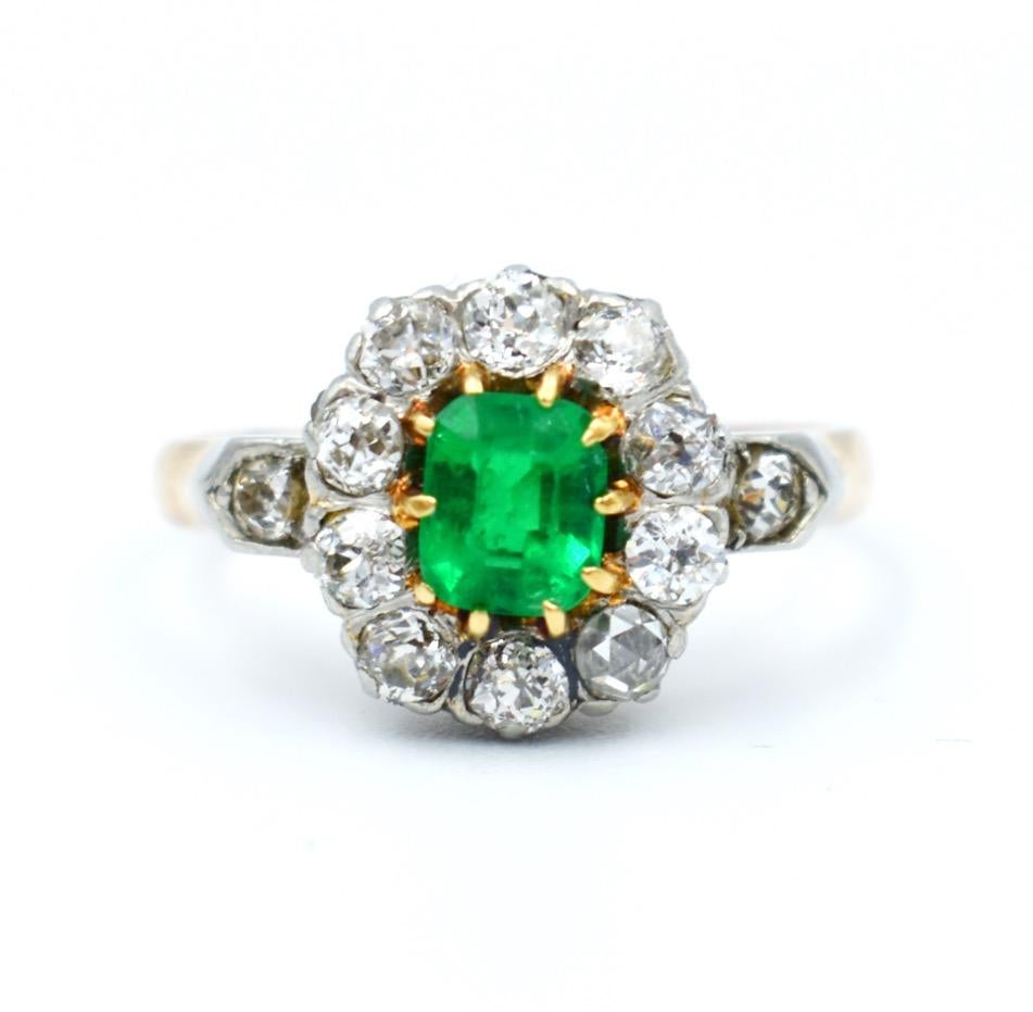 Victorian Antique Emerald Engagement Ring For Sale