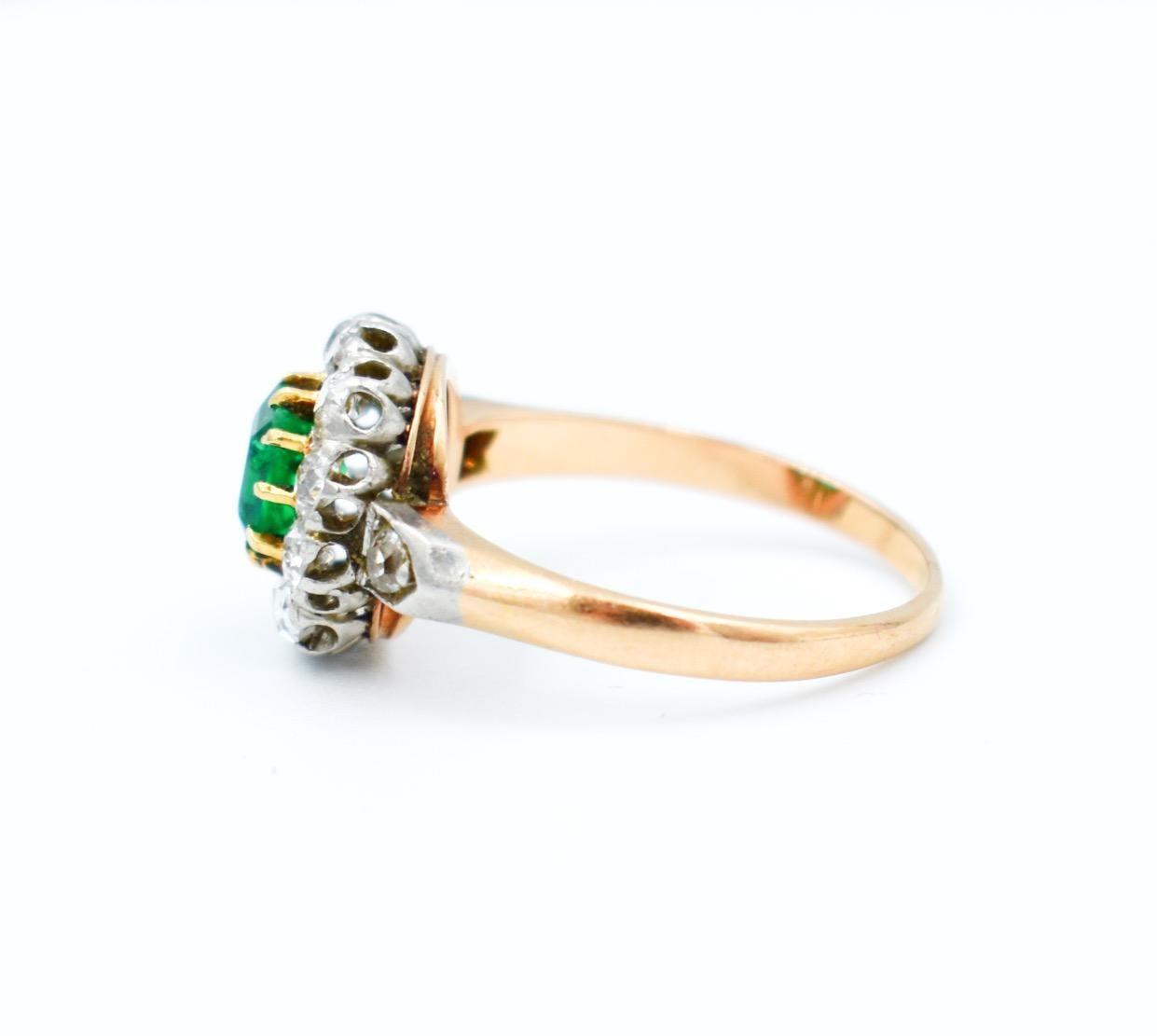 Emerald Cut Antique Emerald Engagement Ring For Sale