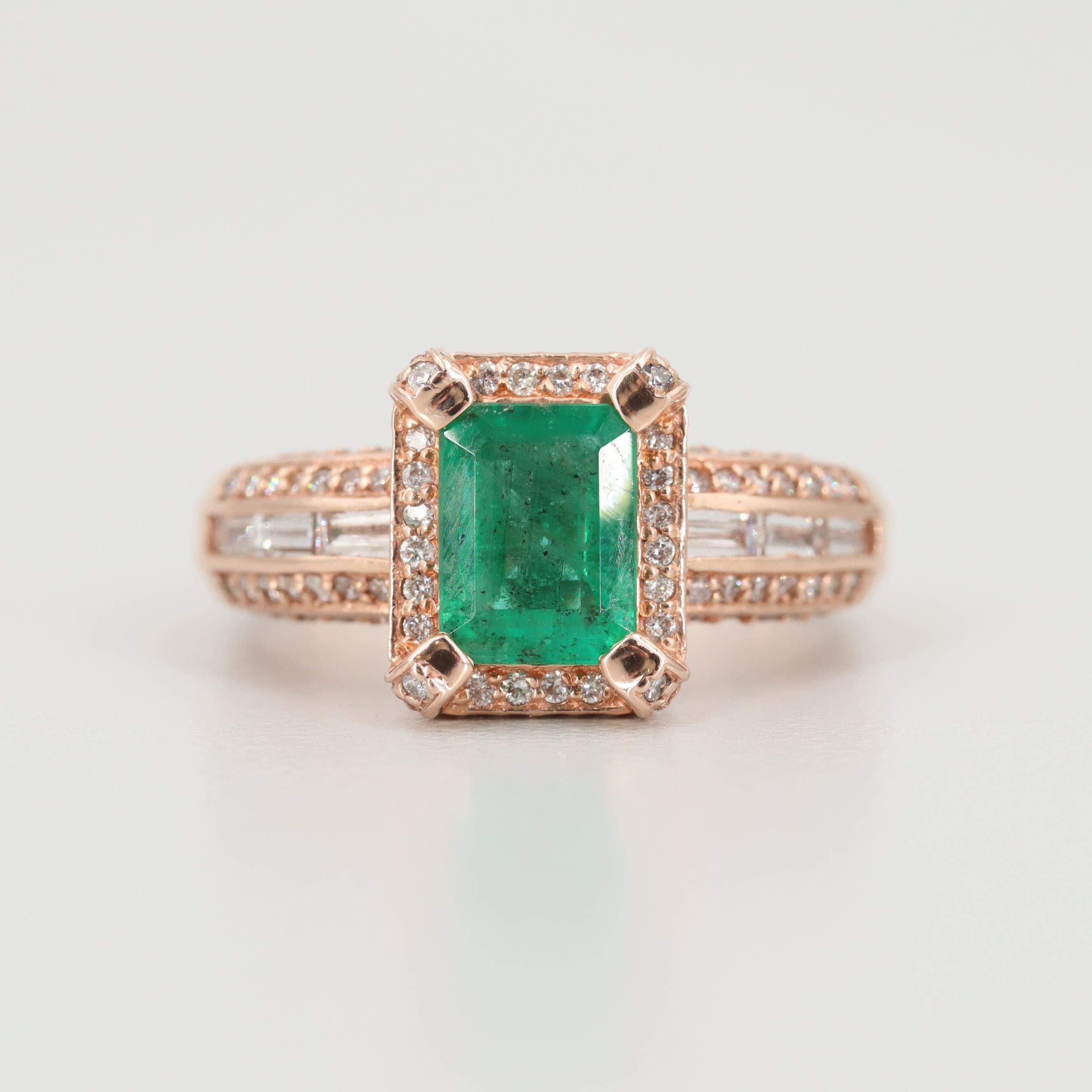 Customizable Oval Cut 18K Gold Antique Emerald Engagement Ring Halo