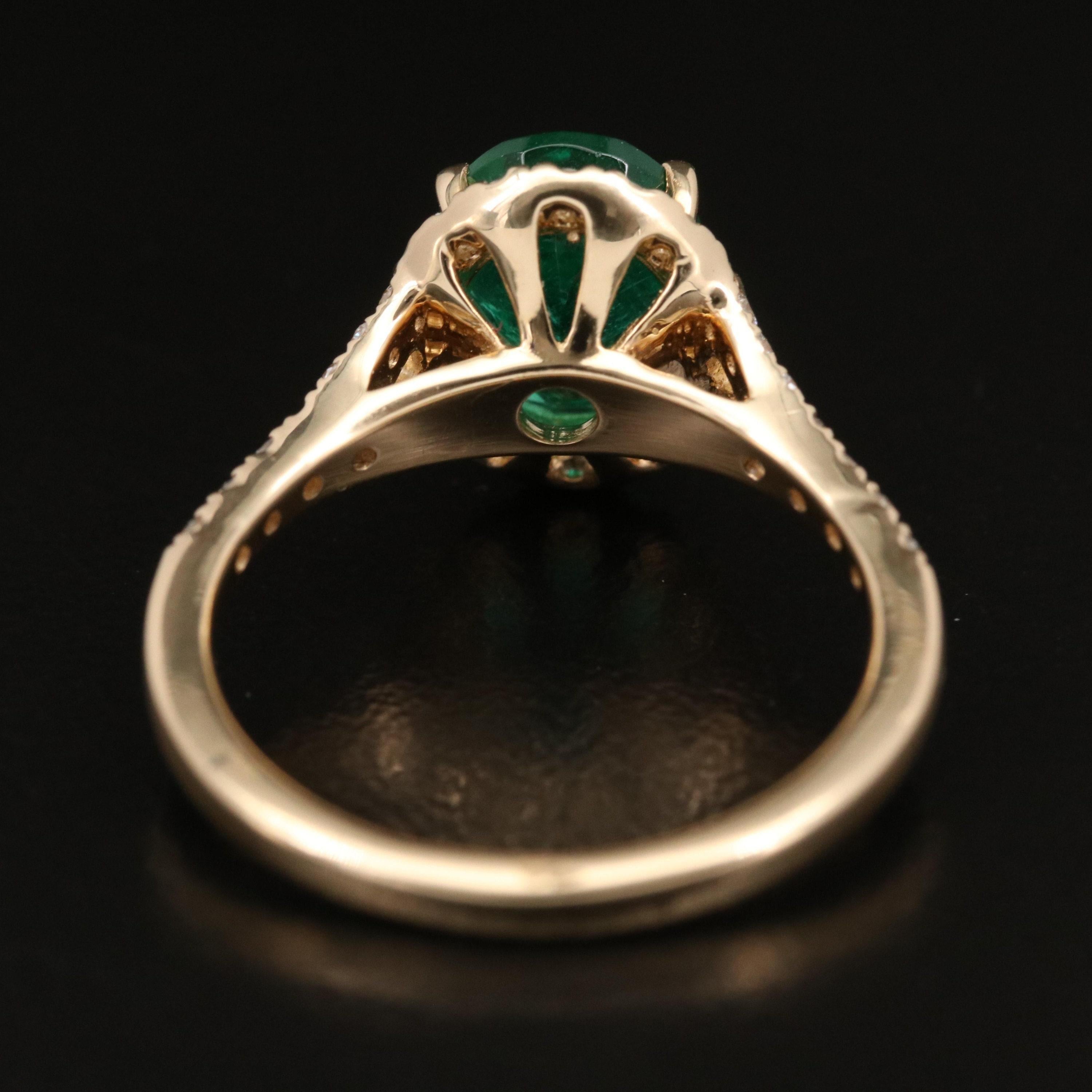For Sale:  Antique Emerald Engagement Ring Halo Vintage Diamonds Engagement Ring 5